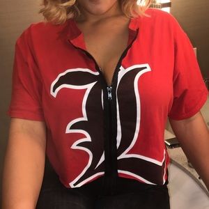 Front zip Louisville tailgate tee